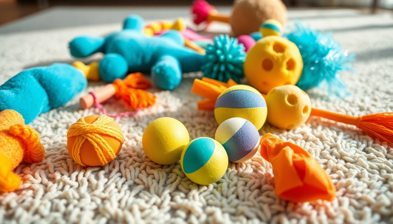 Engaging pet toys for dogs and cats, featuring colorful plush and rubber varieties for interactive play.