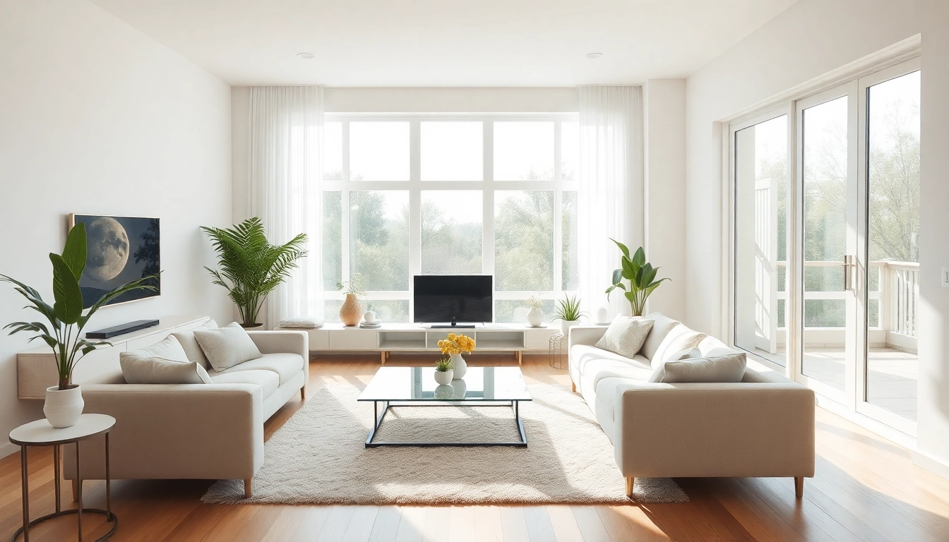 Bond cleaning Brisbane showcasing a beautifully spotless living room with modern decor and natural light.