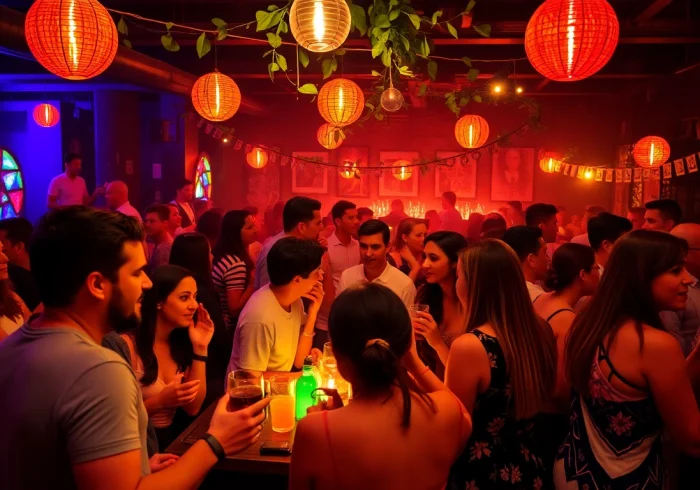 Join the lively afterwork party berlin with friends enjoying drinks and a vibrant atmosphere.