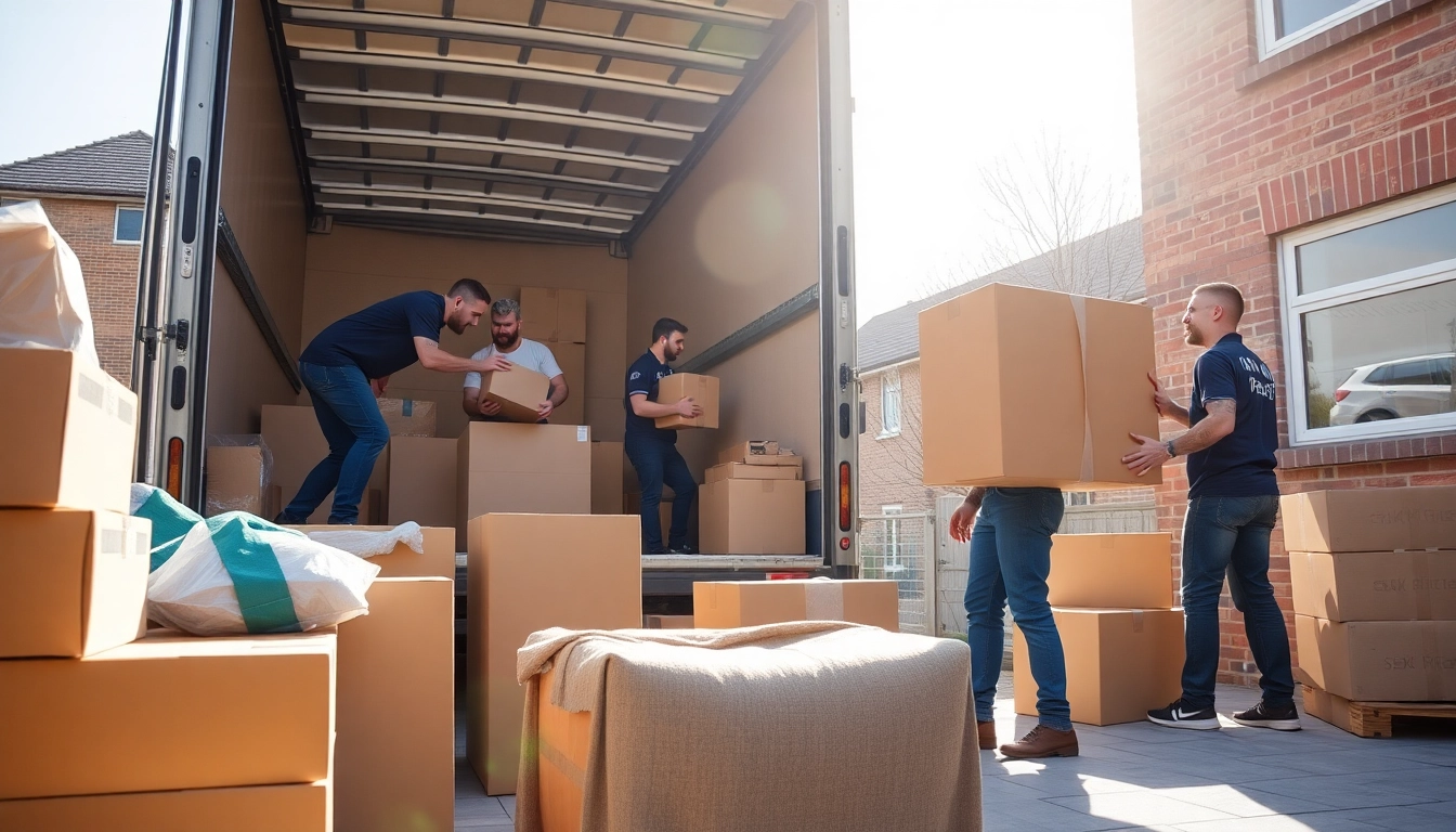 Efficient removal companies Keighley team packing furniture professionally in a bright setting.