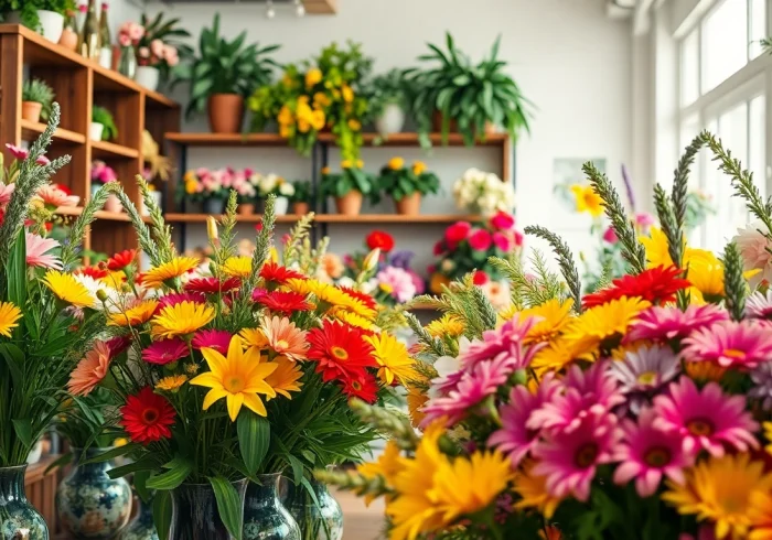 Vibrant display of fresh flowers by a Huntington Beach florist showcasing colorful arrangements.