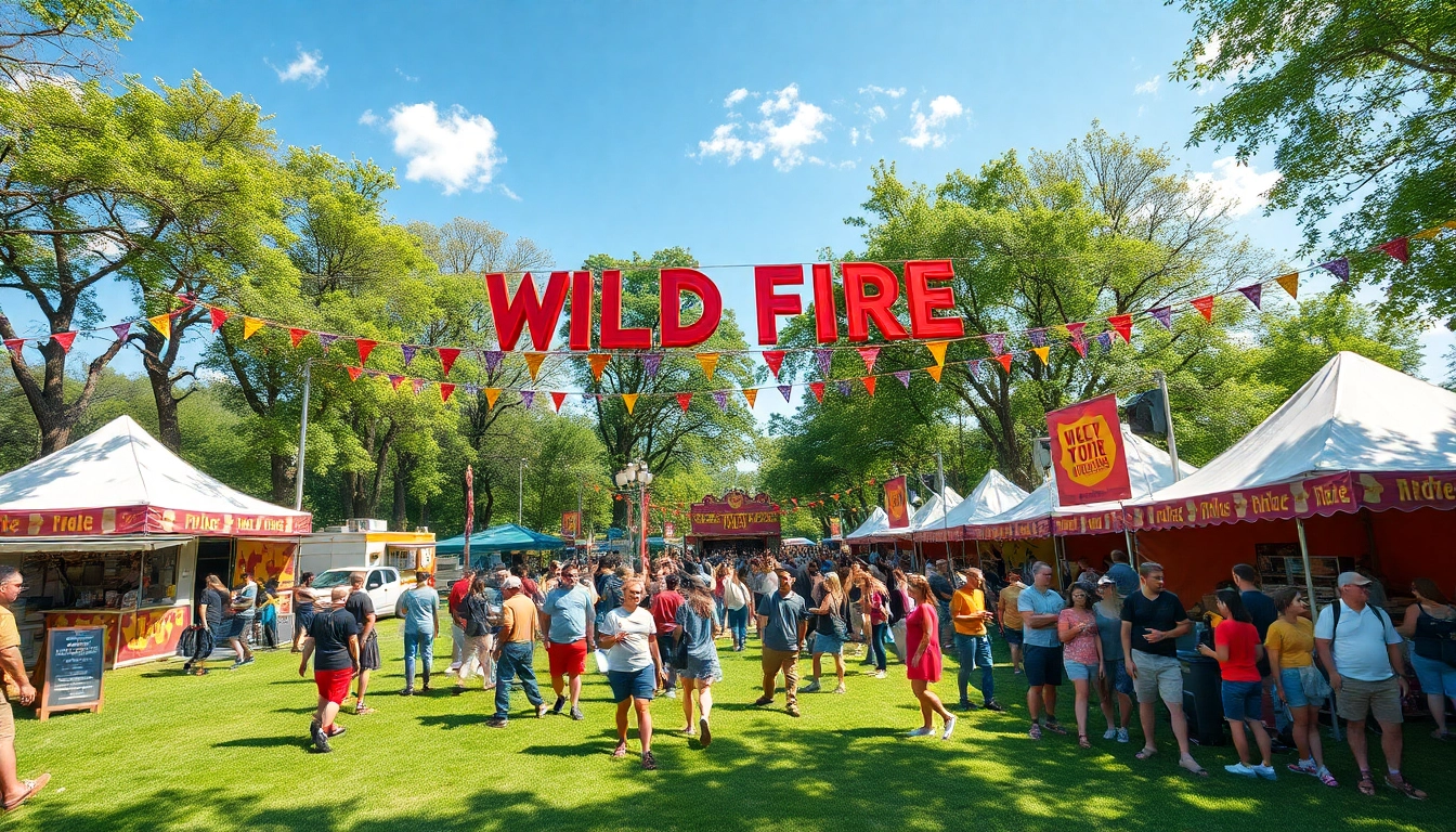 Experience wildfire events at a lively outdoor festival showcasing music, food, and community engagement.