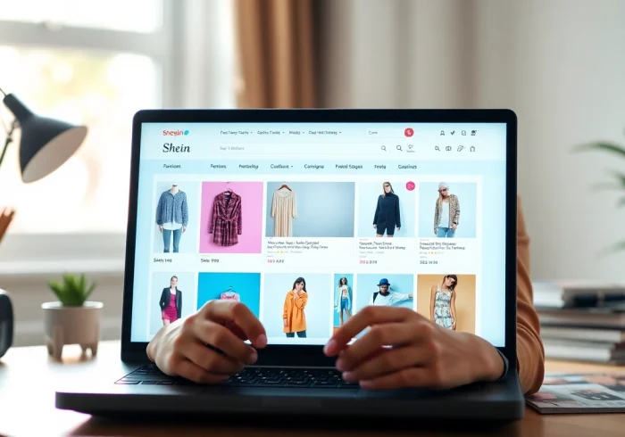 User reviewing reviews for Shein while shopping online in a cozy home office environment.