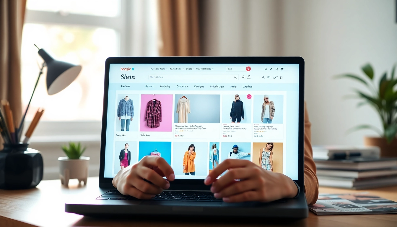 User reviewing reviews for Shein while shopping online in a cozy home office environment.