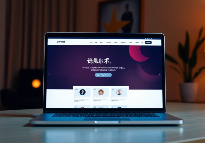 Explore the interactive features of 美洽官网 through a modern laptop interface in a cozy workspace.