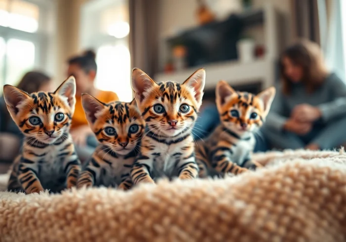 Bengal Breeders Orange County showcase adorable, playful kittens in a cozy home environment.
