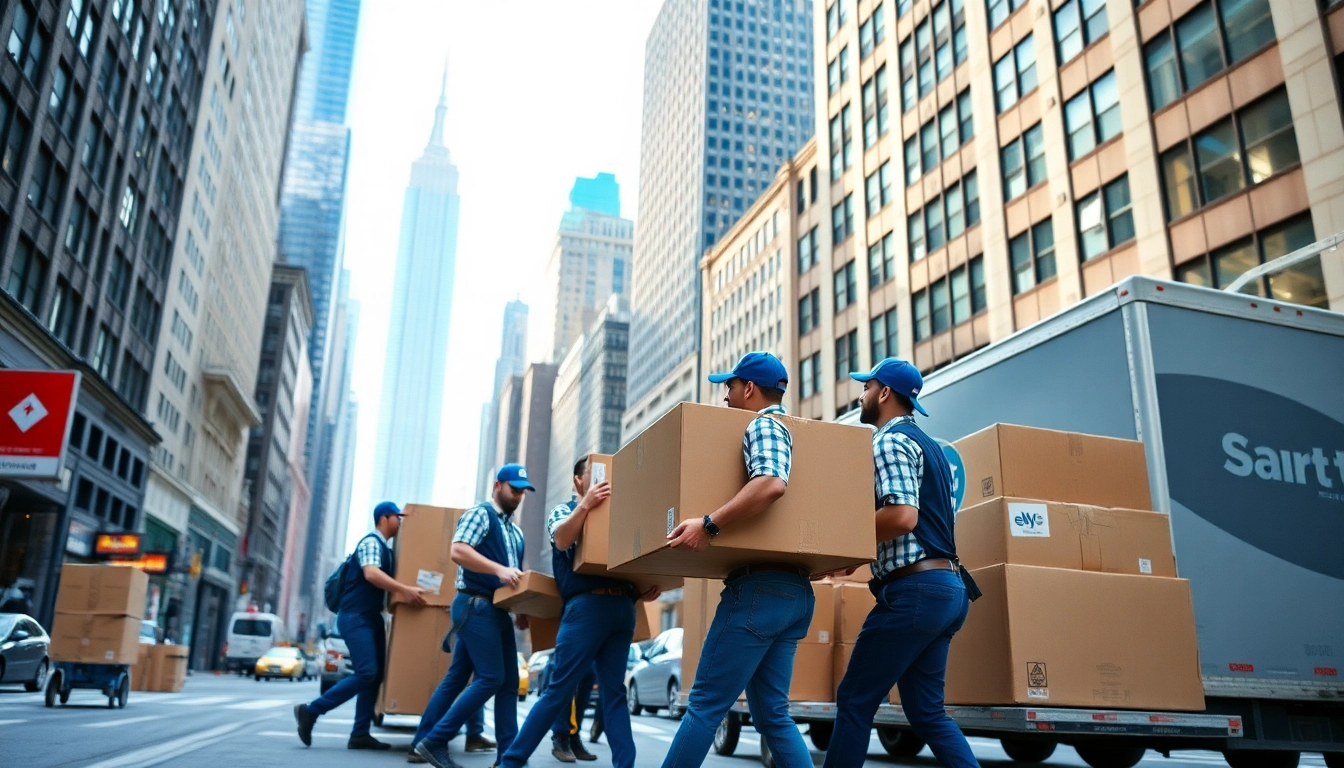 Movers nyc expertly handling furniture during a city move, showcasing professionalism and teamwork.