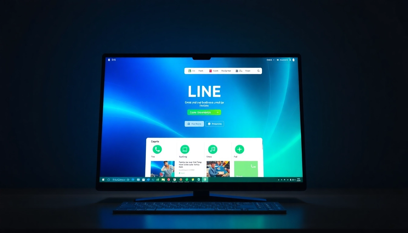 Download the LINE app interface on desktop, showcasing features and easy navigation with vibrant colors.