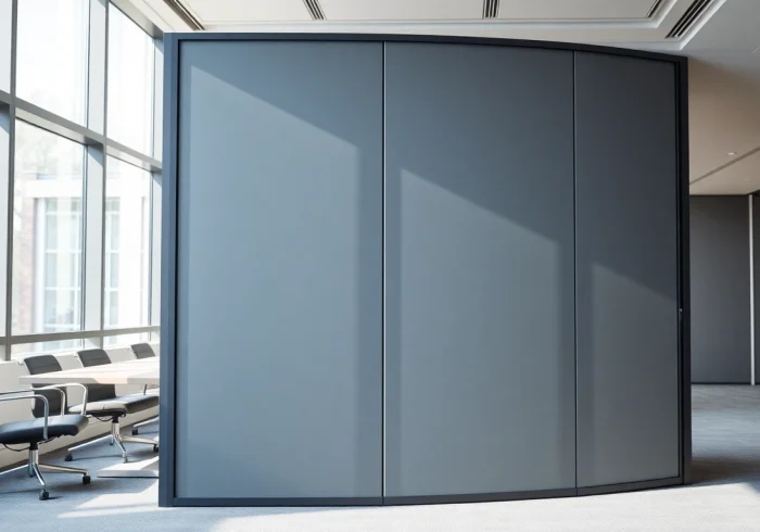 Showcasing a versatile Folding Partition Wall in a professional office setting, enhancing space flexibility.