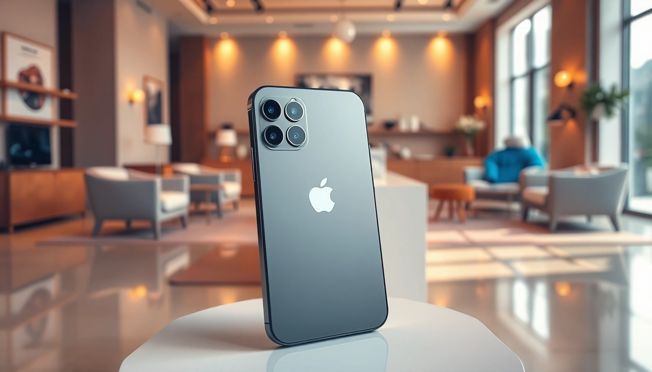 Buy iPhone Pro Max in a stylish retail setting, showcasing its elegant design and inviting atmosphere.