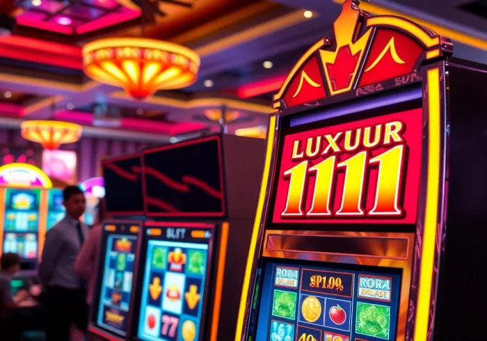 Permainan seru luxury111 slot dengan mesin slot berwarna-warni di kasino.