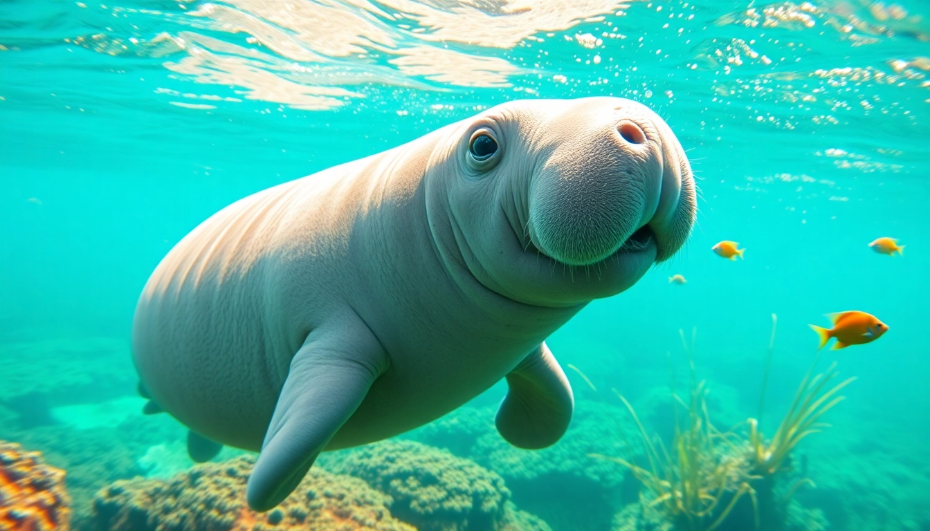 Observe manatees puerto rico swimming gracefully in clear waters among vibrant coral reefs.