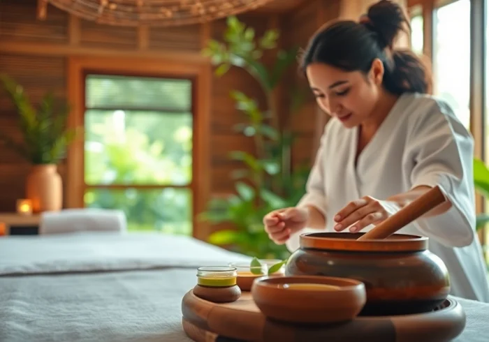 Erleben Sie die heilsame Pancharma-Kur in einem ruhigen Ayurveda-Behandlungsraum.