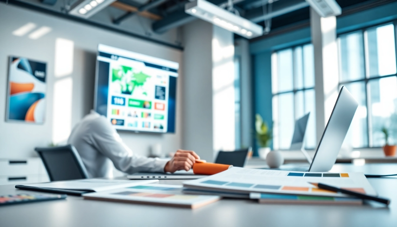 Engaging website design being crafted by a professional designer in a modern office.