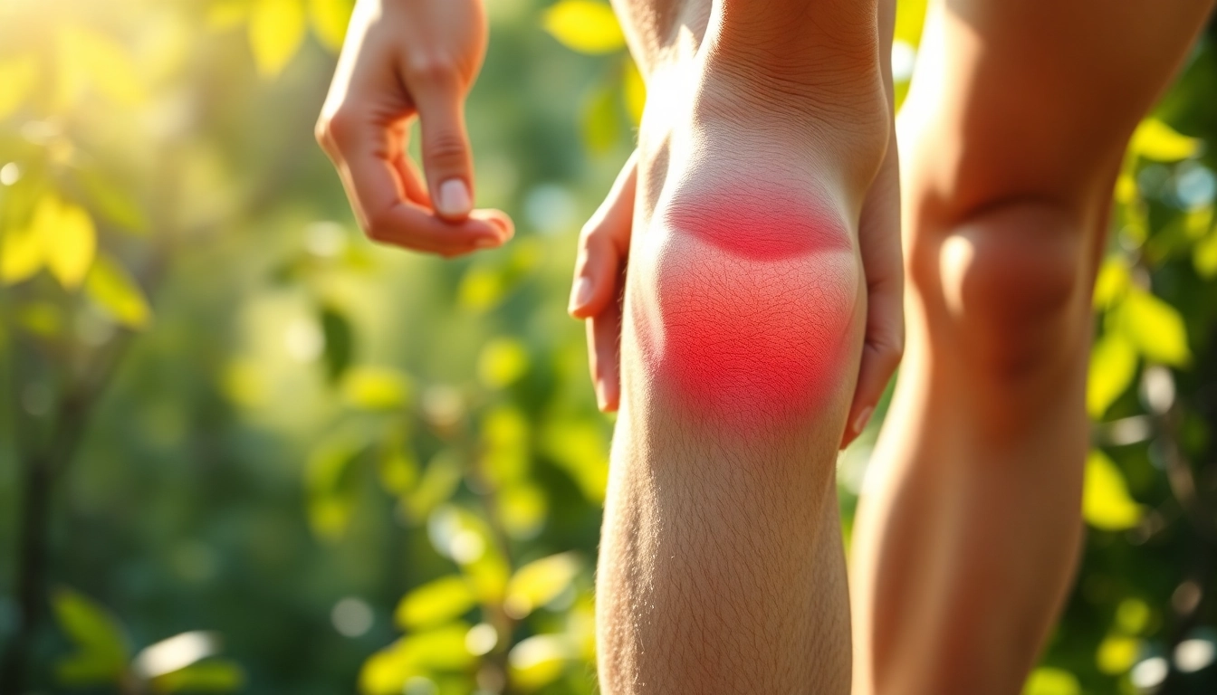 Symptomatische Darstellung von Arthrose an einem menschlichen Knie mit Entzündungen.