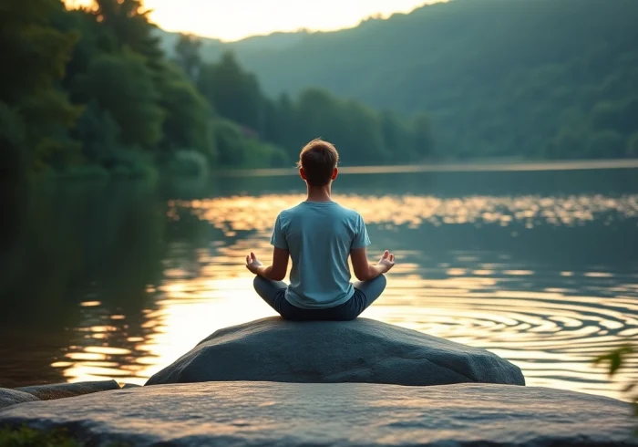 Person meditating by a lake, portraying effective methods for dealing with anxiety.