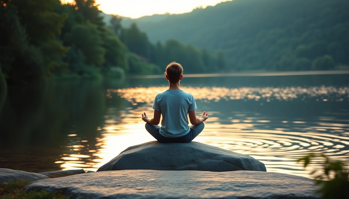 Person meditating by a lake, portraying effective methods for dealing with anxiety.