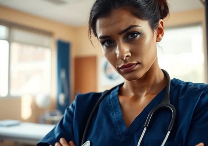 Nurse seeking recovery and support through the VDAP Program in Alabama, displaying determination.
