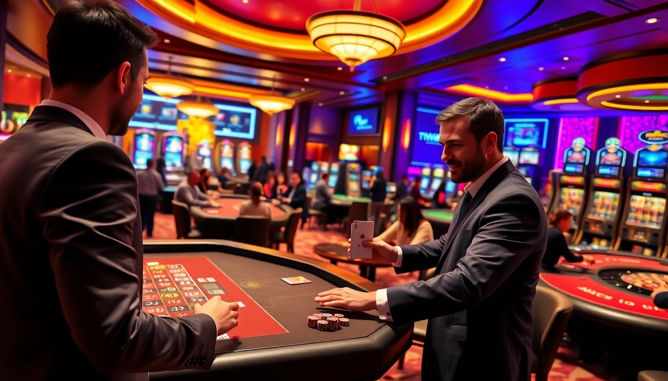 Players enjoying a lively game at TPower casino highlighting excitement and luxury in gaming.