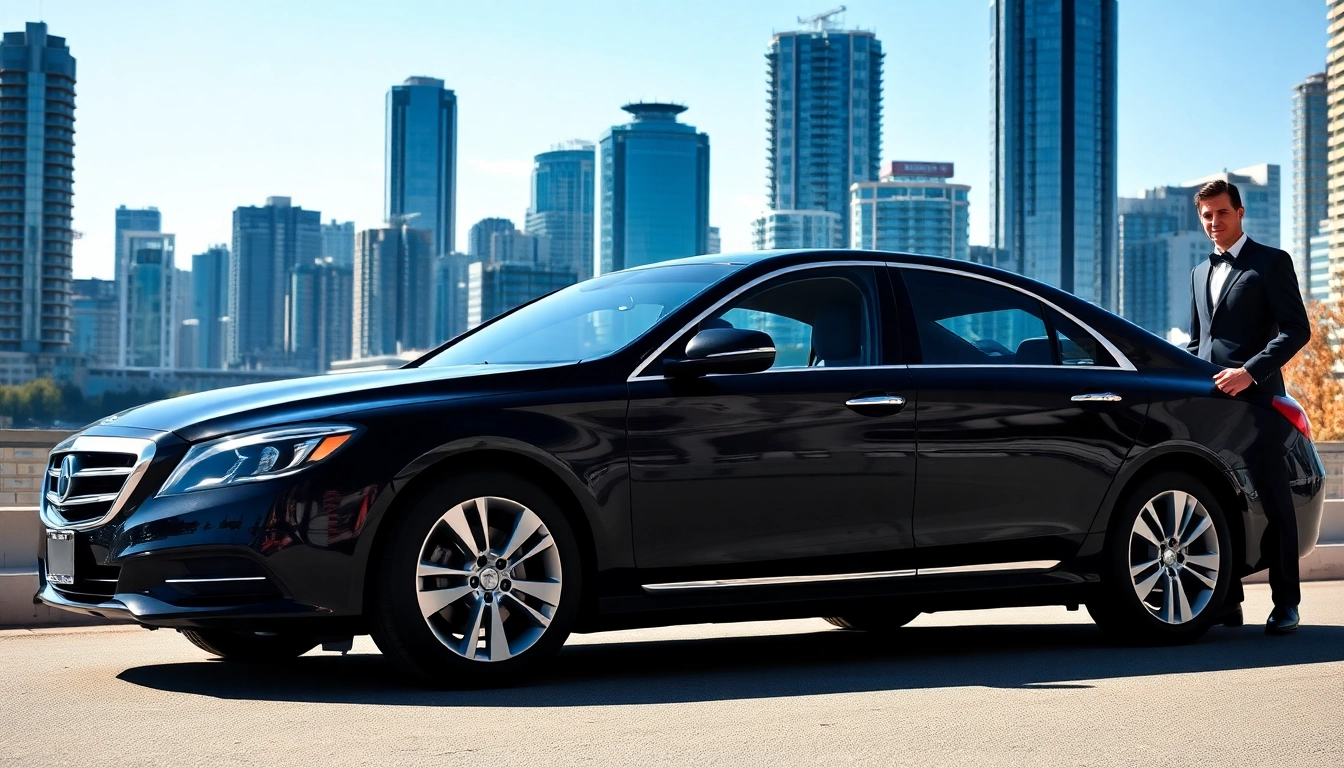 Offering a premier car service Vancouver BC experience with a luxury vehicle in a vibrant city setting.