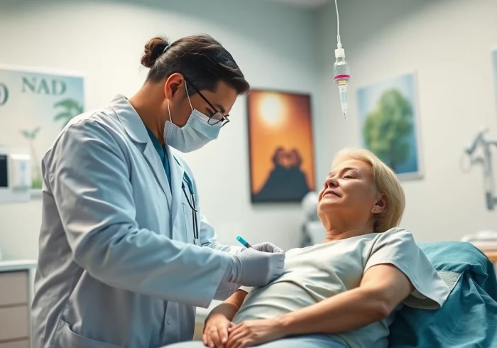 NAD IV therapy procedure showcasing a patient receiving treatment in a serene environment.