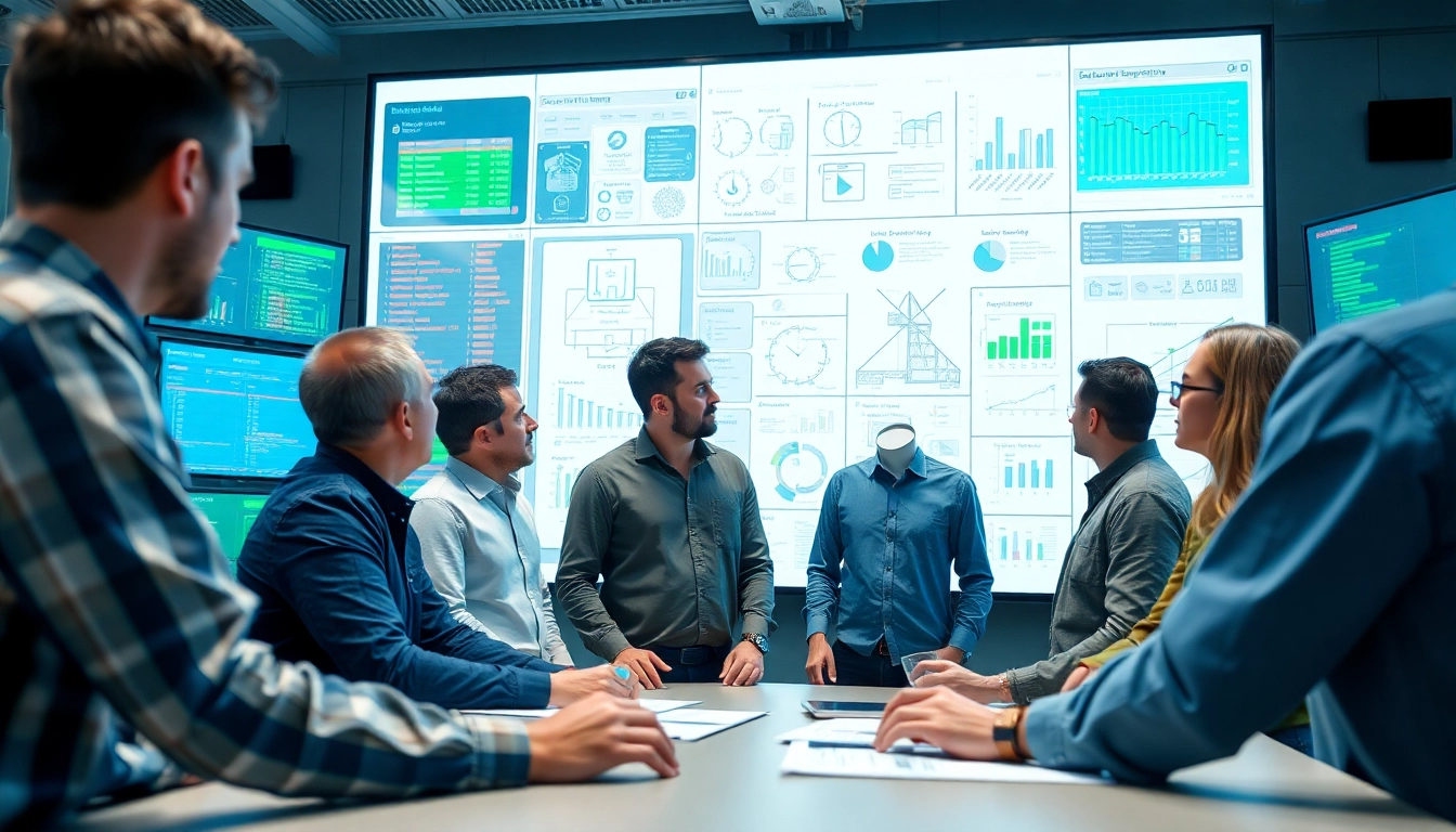 Site reliability engineering experts collaborating in a vibrant, tech-focused workspace.