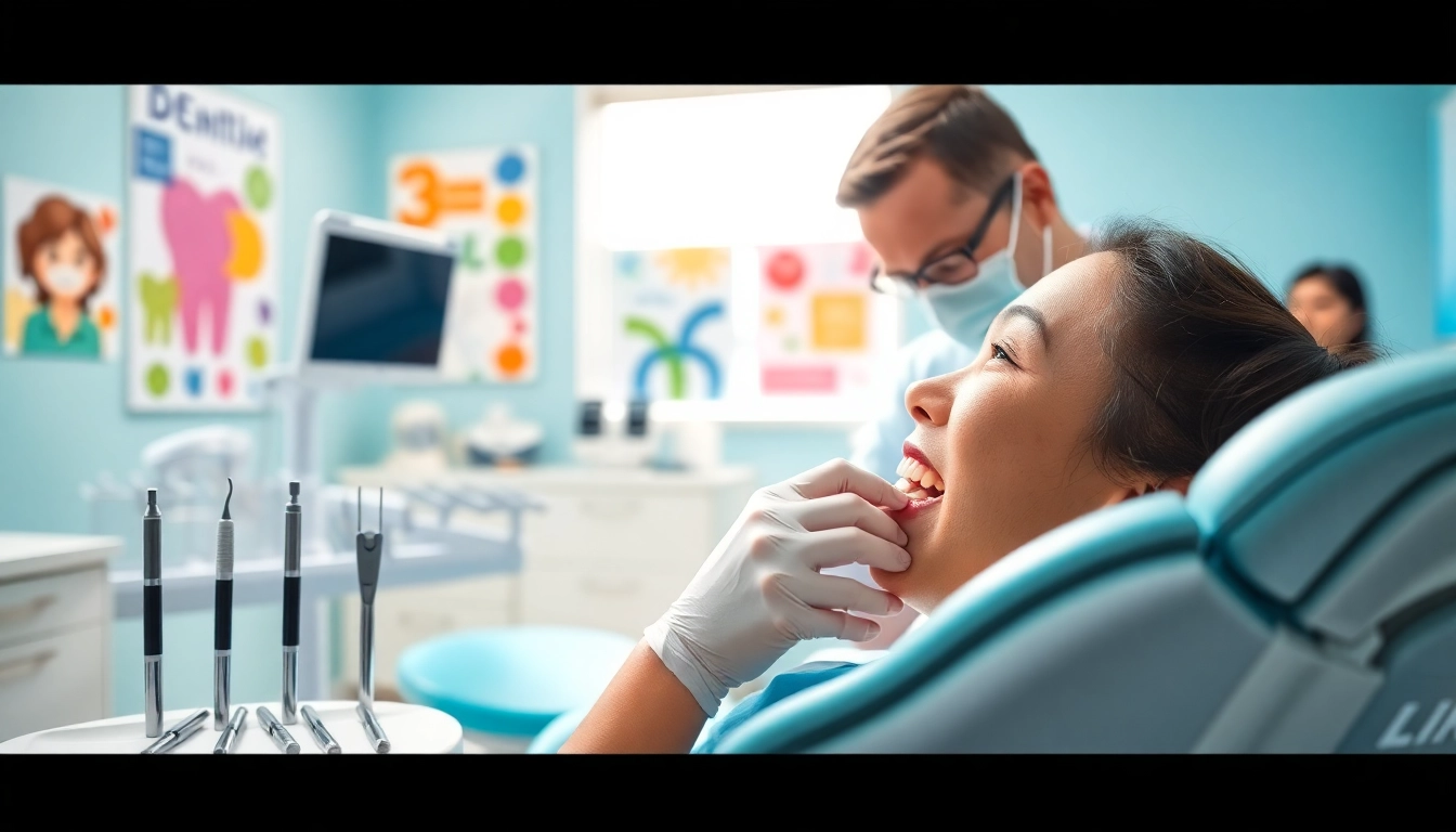 Checkups at a dental clinic with a dentist examining a patient's teeth professionally.