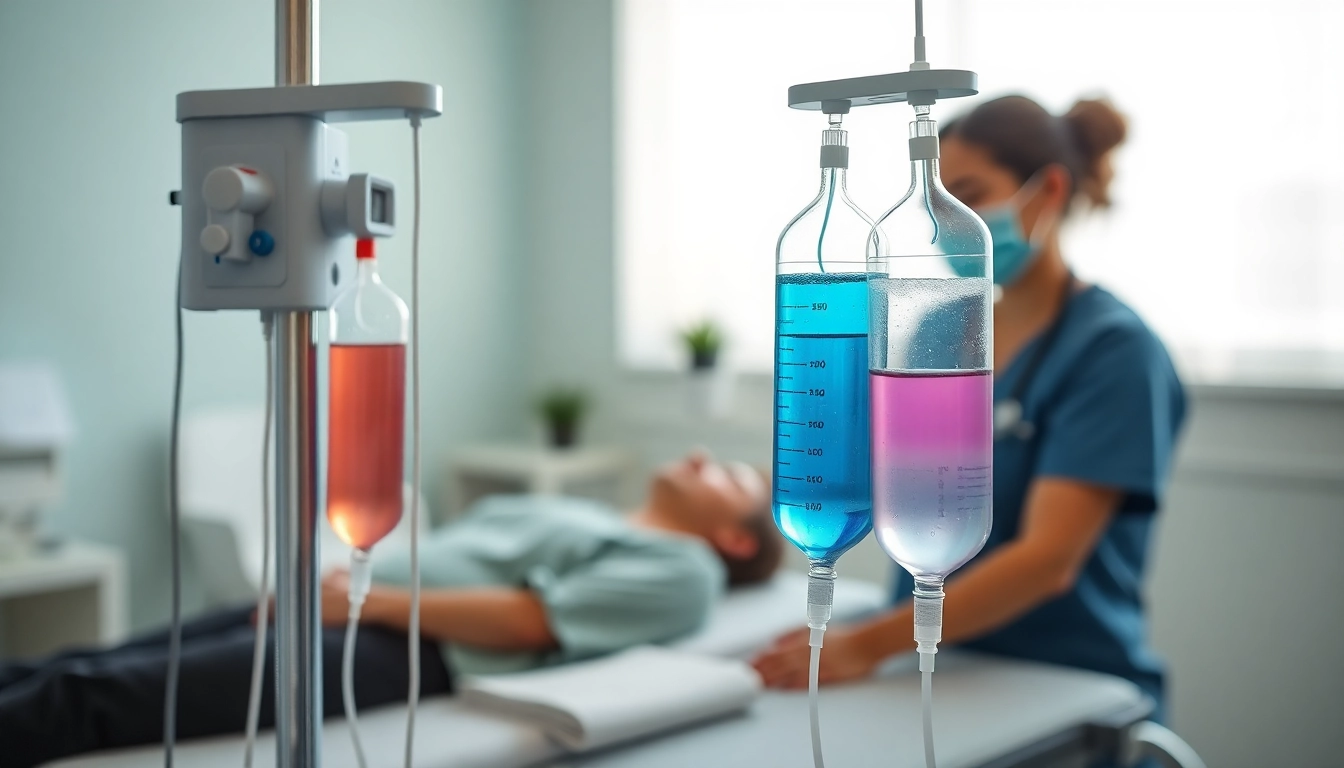 Administering IV Therapy in a relaxed clinic setting, showcasing a healthcare professional at work.