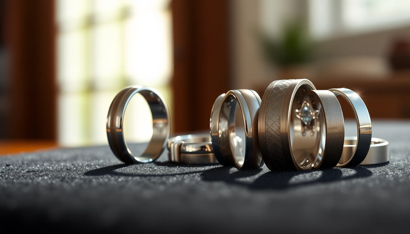 Showcase of tungsten wedding rings highlighting their stunning craftsmanship and diverse finishes.