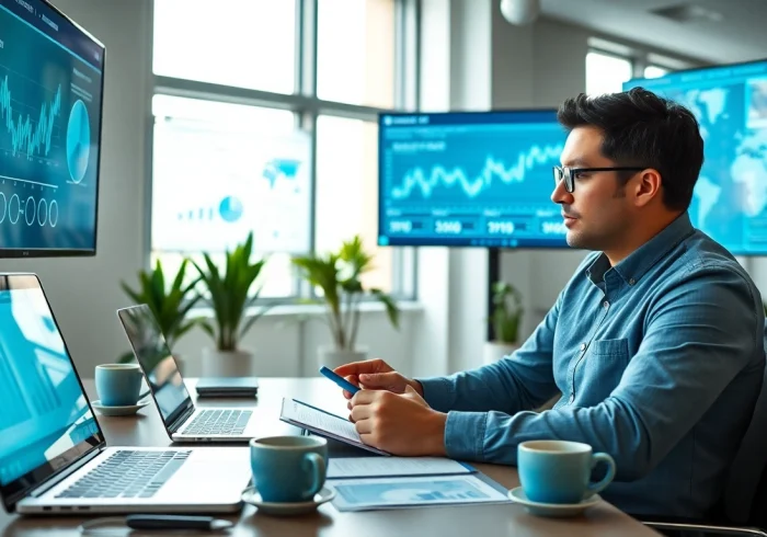 Unlocking Edmonton SEO strategies while analyzing data in a modern office space
