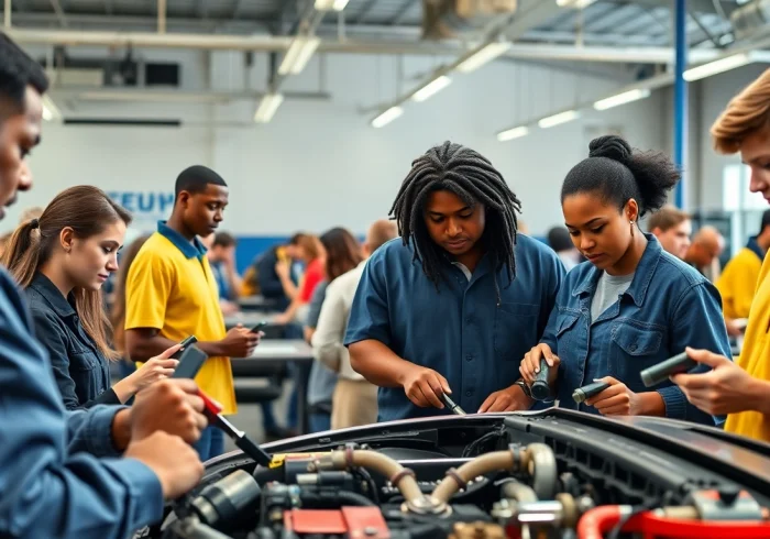 Students gain hands-on experience at a trade school in Tennessee, showcasing practical skills in a collaborative environment.