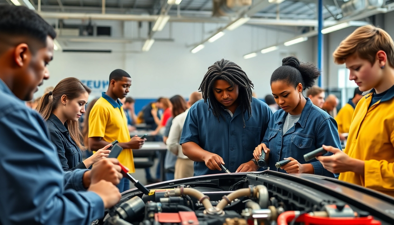 Students gain hands-on experience at a trade school in Tennessee, showcasing practical skills in a collaborative environment.