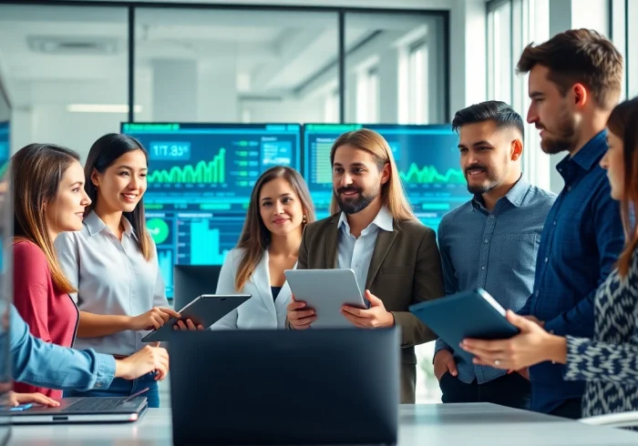Enhancing Managed IT Services Markham with a collaborative IT support team in a modern office.