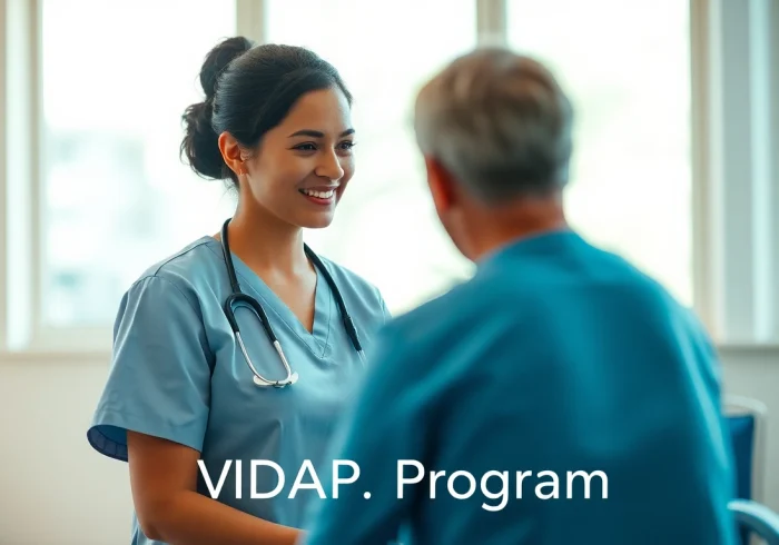 Highlighting the benefits of the VDAP Program in a nurturing nurse-patient interaction.