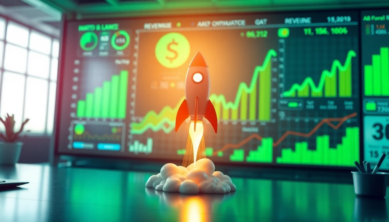 Visualizing growth with the Revenue Rocket Lab concept through a dynamic rocket launch setup.