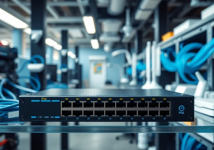 Optimize your network with a professional POE Switch in a modern office setup.
