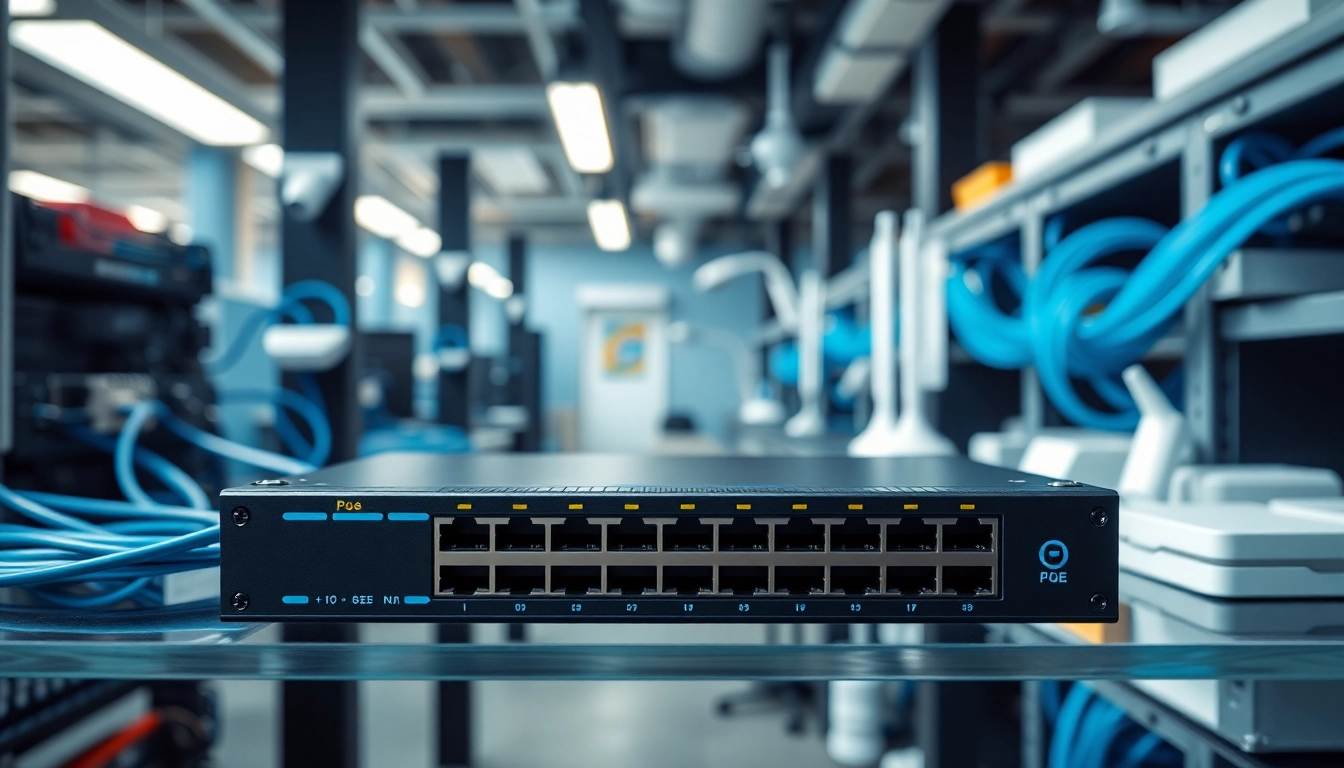 Optimize your network with a professional POE Switch in a modern office setup.