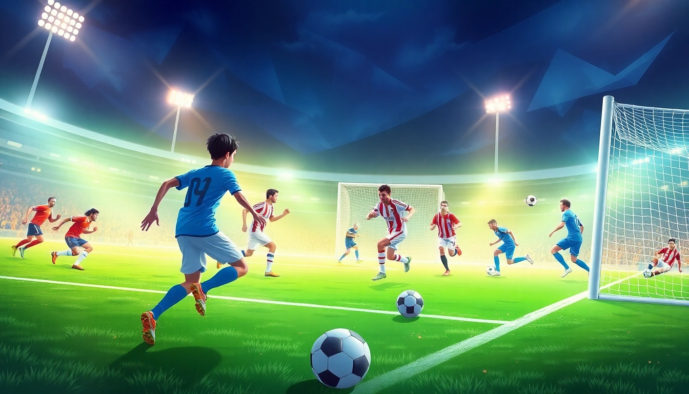 Experience judi bola terpercaya with thrilling soccer match scenes showcasing excitement and player diversity.