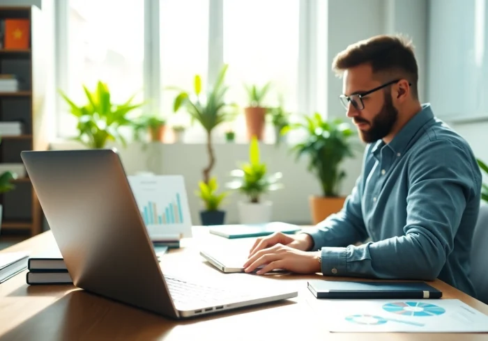 Streamline Social media and blog automation through efficient strategies illustrated by a digital marketer's workspace.