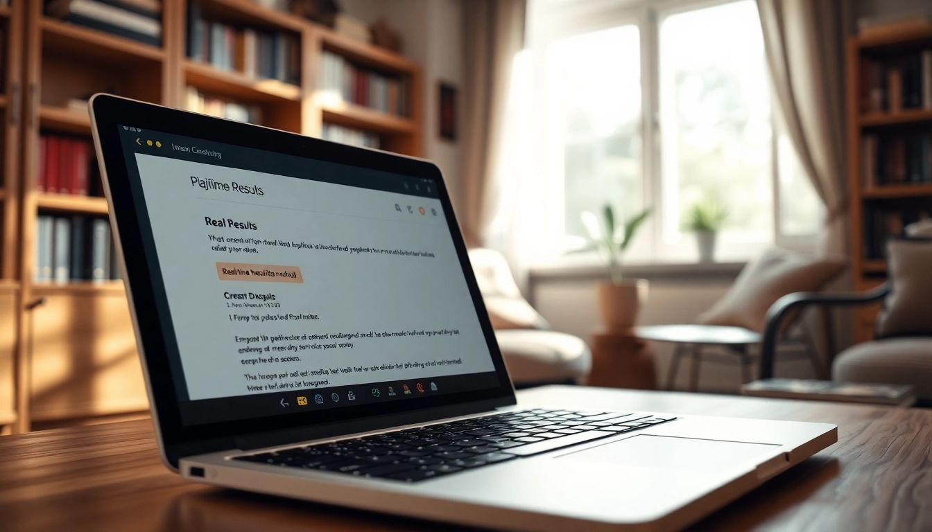 Using a plagiarism checker on a laptop to ensure academic integrity with highlighted text results.
