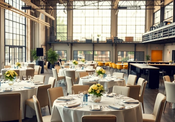 Showcase stunning event space with elegant decor and natural light for versatile gatherings.