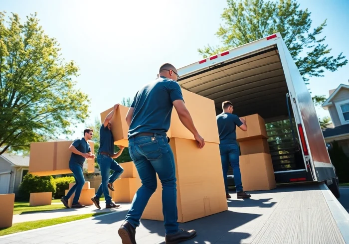 Movers from Toronto moving companies efficiently loading furniture into a truck during a residential move.