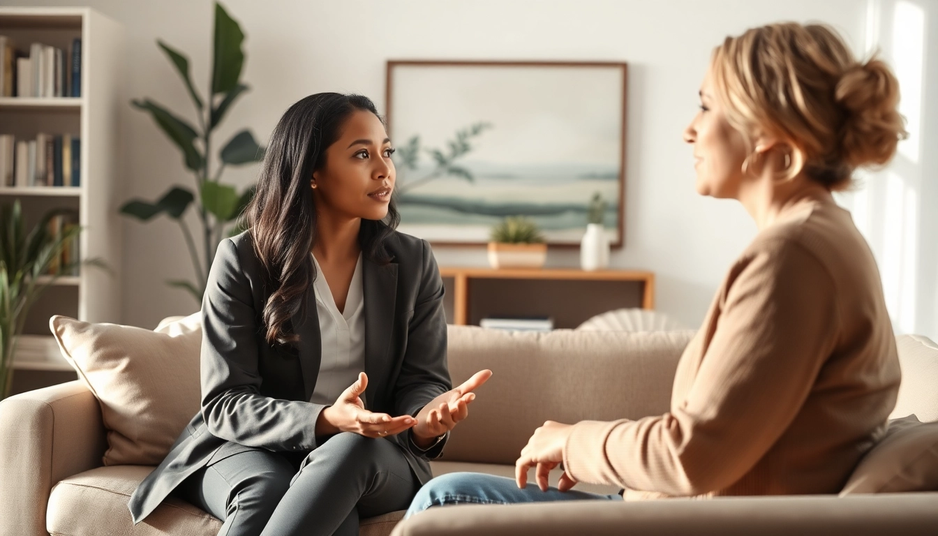 Therapist engaging in a psychotherapy session in Dubai, showcasing a comfortable setting.