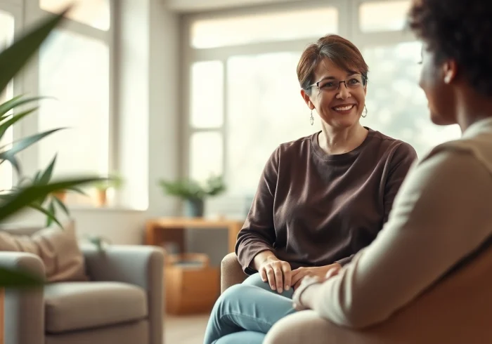 Engaging session with an attachment theory coach guiding clients towards emotional healing.