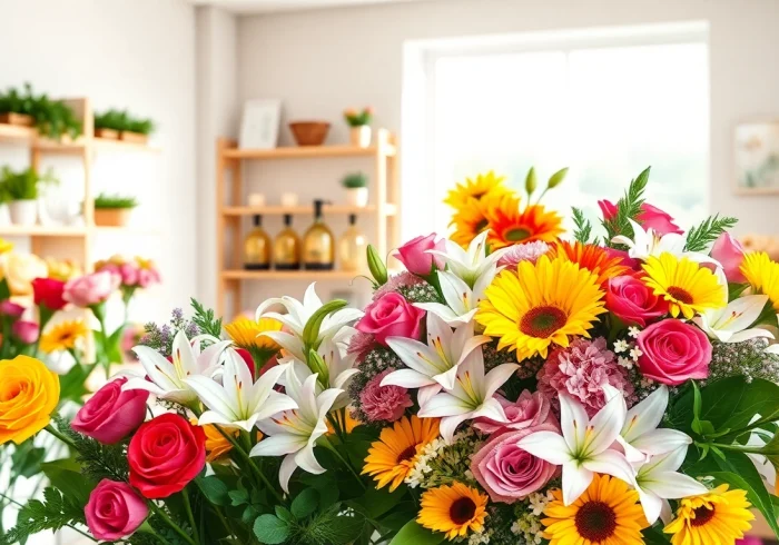 Beautiful bouquet showcasing Flower Delivery Diamond Creek arrangements with fresh flowers in an elegant shop.