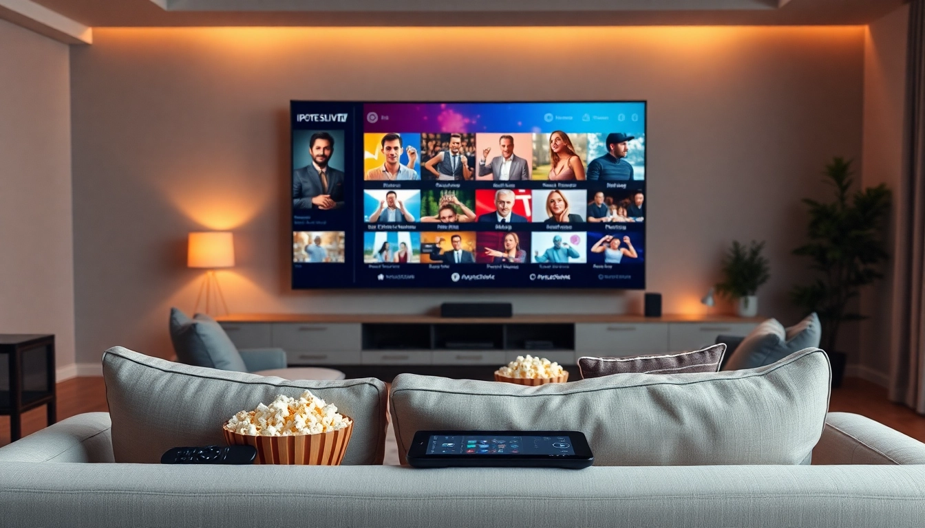 Comprar Listas IPTV en un moderno entorno de sala de estar con un televisor grande.