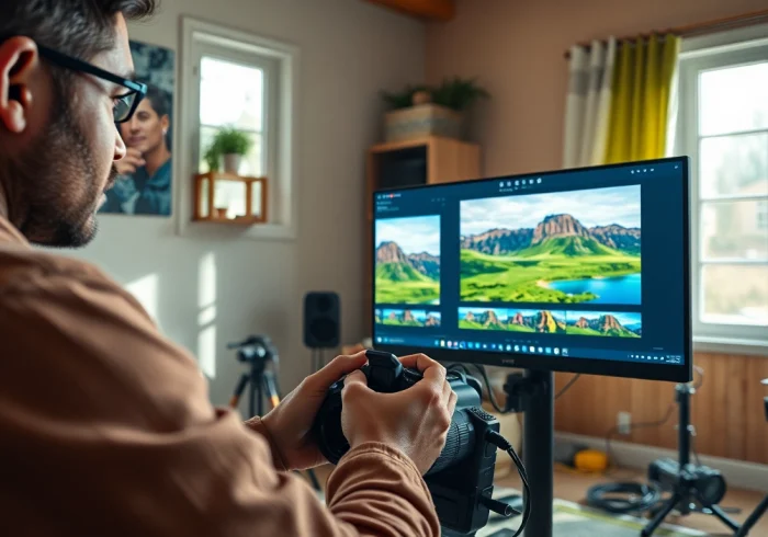 Edit stunning photos using Premium presets in a vibrant home studio atmosphere.